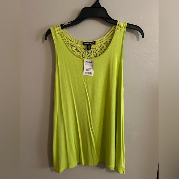 Tops - Neon Lime Lace-Back Tank Top